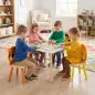 Mesa Infantil con 4 Sillas con Diseños de Animales Juego de Madera 5 Piezas para Niños y Niñas 3-8 Años Amarillo