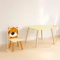 Mesa Infantil con 4 Sillas con Diseños de Animales Juego de Madera 5 Piezas para Niños y Niñas 3-8 Años Amarillo