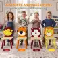 Mesa Infantil con 4 Sillas con Diseños de Animales Juego de Madera 5 Piezas para Niños y Niñas 3-8 Años Amarillo