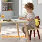 Mesa Infantil con 4 Sillas con Diseños de Animales Juego de Madera 5 Piezas para Niños y Niñas 3-8 Años Amarillo