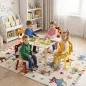 Mesa Infantil con 4 Sillas con Diseños de Animales Juego de Madera 5 Piezas para Niños y Niñas 3-8 Años Amarillo