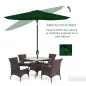 Sombrilla de Jardín 290x200x248 cm con 6 Varillas Apertura Manual Anti-UV Ángulo Ajustable para Terraza Exterior Verde