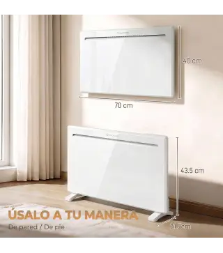Calefactor Eléctrico Inteligente de Pared o Independiente 1500 W Temporizador Semanal Wifi Ventana Abierta y Antihielo