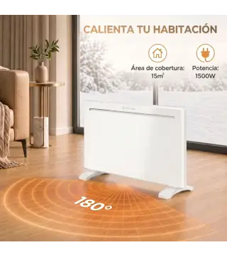 Calefactor Eléctrico Inteligente de Pared o Independiente 1500 W Temporizador Semanal Wifi Ventana Abierta y Antihielo