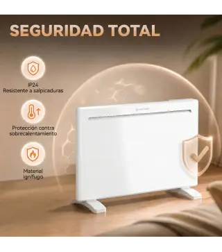 Calefactor Eléctrico Inteligente de Pared o Independiente 1500 W Temporizador Semanal Wifi Ventana Abierta y Antihielo