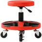 Taburete de Taller Móvil con Bandeja Altura Ajustable de 40-52 cm Carga 135 kg con Ruedas para Garaje Rojo