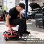 Taburete de Taller Móvil con Bandeja Altura Ajustable de 40-52 cm Carga 135 kg con Ruedas para Garaje Rojo