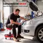 Taburete de Taller Móvil con Bandeja Altura Ajustable de 40-52 cm Carga 135 kg con Ruedas para Garaje Rojo