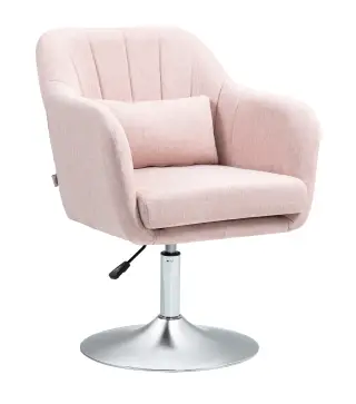 Sillón para Salón Giratorio 360° con Altura Ajustable Respaldo Envolvente Reposabrazos y Cojín 60x60x79-91 cm Rosa