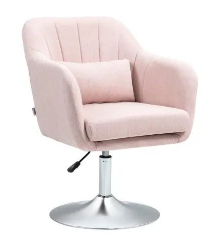 Sillón para Salón Giratorio 360° con Altura Ajustable Respaldo Envolvente Reposabrazos y Cojín 60x60x79-91 cm Rosa