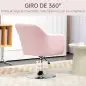 Sillón para Salón Giratorio 360° con Altura Ajustable Respaldo Envolvente Reposabrazos y Cojín 60x60x79-91 cm Rosa Sillón para Salón Giratorio 360° con Altura Ajustable Respaldo Envolvente Reposabrazos y Cojín 60x60x79-91 cm Rosa