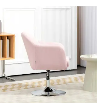 Sillón para Salón Giratorio 360° con Altura Ajustable Respaldo Envolvente Reposabrazos y Cojín 60x60x79-91 cm Rosa