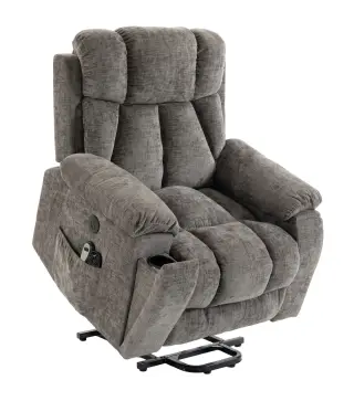 Sillón Relax Reclinable Eléctrico Levanta Personas Mayores 8 Puntos Masaje y Calor Reposapiés Portavasos Gris Oscuro