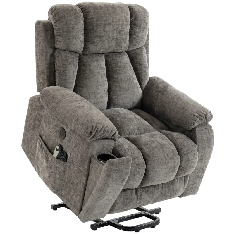Sillón Relax Reclinable Eléctrico Levanta Personas Mayores 8 Puntos Masaje y Calor Reposapiés Portavasos Gris Oscuro Sillón Relax Reclinable Eléctrico Levanta Personas Mayores 8 Puntos Masaje y Calor Reposapiés Portavasos Gris Oscuro