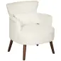 Sillón Relax Sofá Individual de Pana con Cojín Reposabrazos Patas de Madera para Dormitorio Oficina Crema