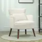 Sillón Relax Sofá Individual de Pana con Cojín Reposabrazos Patas de Madera para Dormitorio Oficina Crema