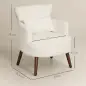 Sillón Relax Sofá Individual de Pana con Cojín Reposabrazos Patas de Madera para Dormitorio Oficina Crema