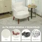 Sillón Relax Sofá Individual de Pana con Cojín Reposabrazos Patas de Madera para Dormitorio Oficina Crema
