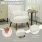 Sillón Relax Sofá Individual de Pana con Cojín Reposabrazos Patas de Madera para Dormitorio Oficina Crema