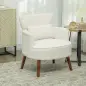 Sillón Relax Sofá Individual de Pana con Cojín Reposabrazos Patas de Madera para Dormitorio Oficina Crema