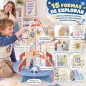 Cubo de Actividades de Madera Tema Cohete Juguete Montessori con Engranajes Laberinto de Cuentas Reloj Giratorio Cubo de Actividades de Madera Tema Cohete Juguete Montessori con Engranajes Laberinto de Cuentas Reloj Giratorio