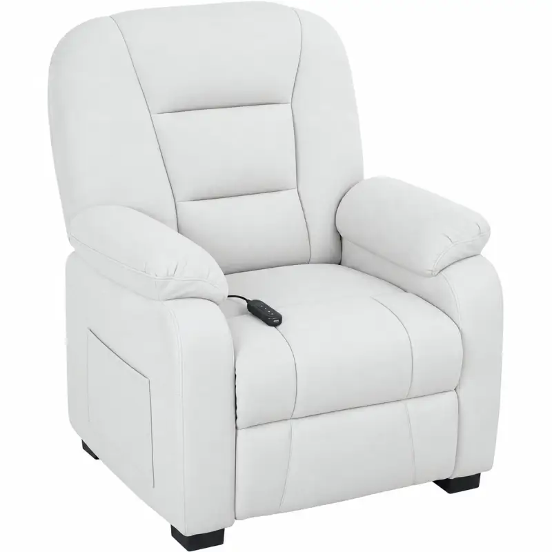 Sillón Relax Reclinable Eléctrico Silencioso con Función Memoria Reposapiés Mando a Distancia Bolsillos Laterales Crema
