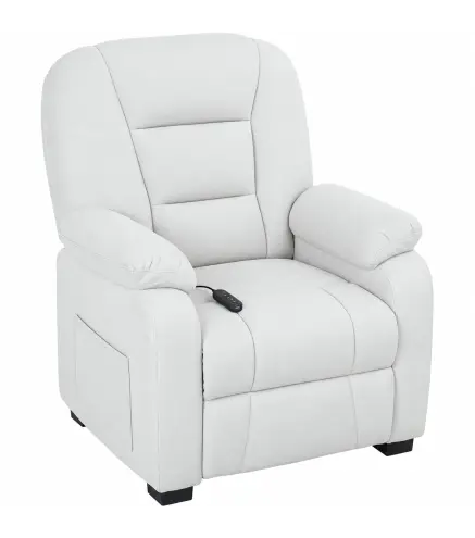 Sillón Relax Reclinable Eléctrico Silencioso con Función Memoria Reposapiés Mando a Distancia Bolsillos Laterales Crema