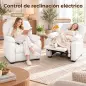 Sillón Relax Reclinable Eléctrico Silencioso con Función Memoria Reposapiés Mando a Distancia Bolsillos Laterales Crema