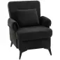 Sillón Relax Sofá Individual en Chenilla Butaca de Salón Moderna Asiento Ancho y Cojín Grueso Cojín Lumbar Negro
