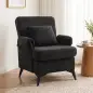 Sillón Relax Sofá Individual en Chenilla Butaca de Salón Moderna Asiento Ancho y Cojín Grueso Cojín Lumbar Negro