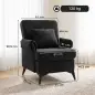 Sillón Relax Sofá Individual en Chenilla Butaca de Salón Moderna Asiento Ancho y Cojín Grueso Cojín Lumbar Negro