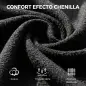 Sillón Relax Sofá Individual en Chenilla Butaca de Salón Moderna Asiento Ancho y Cojín Grueso Cojín Lumbar Negro