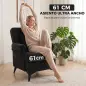 Sillón Relax Sofá Individual en Chenilla Butaca de Salón Moderna Asiento Ancho y Cojín Grueso Cojín Lumbar Negro
