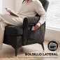 Sillón Relax Sofá Individual en Chenilla Butaca de Salón Moderna Asiento Ancho y Cojín Grueso Cojín Lumbar Negro