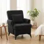 Sillón Relax Sofá Individual en Chenilla Butaca de Salón Moderna Asiento Ancho y Cojín Grueso Cojín Lumbar Negro