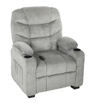 Sillón Relax Reclinable Eléctrico Silencioso con Función Memoria Reposapiés Mando a Distancia Bolsillos Laterales Gris
