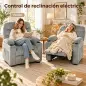 Sillón Relax Reclinable Eléctrico Silencioso con Función Memoria Reposapiés Mando a Distancia Bolsillos Laterales Gris