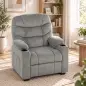 Sillón Relax Reclinable Eléctrico Silencioso con Función Memoria Reposapiés Mando a Distancia Bolsillos Laterales Gris