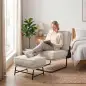 Sillón con Reposapiés Respaldo Ajustable Sillón de Lectura de Pana con Asiento Ancho Acolchado Grueso Crema Sillón con Reposapiés Respaldo Ajustable Sillón de Lectura de Pana con Asiento Ancho Acolchado Grueso Crema