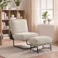 Sillón con Reposapiés Respaldo Ajustable Sillón de Lectura de Pana con Asiento Ancho Acolchado Grueso Crema Sillón con Reposapiés Respaldo Ajustable Sillón de Lectura de Pana con Asiento Ancho Acolchado Grueso Crema