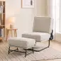 Sillón con Reposapiés Respaldo Ajustable Sillón de Lectura de Pana con Asiento Ancho Acolchado Grueso Crema Sillón con Reposapiés Respaldo Ajustable Sillón de Lectura de Pana con Asiento Ancho Acolchado Grueso Crema