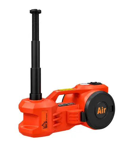 Kit de Gato Hidráulico Eléctrico 12V 5T Elevación 15,5-45 cm Bomba Aire Llave Hexagonal y Maletín Reflectante Naranja