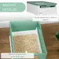 Arenero Cubierto para Gatos Desmontable con Entrada Frontal y Salida Superior con Pala 47,5x35,5x36,7 cm Verde y Blanco