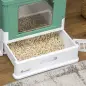 Arenero Cubierto para Gatos Desmontable con Entrada Frontal y Salida Superior con Pala 47,5x35,5x36,7 cm Verde y Blanco