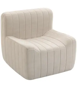 Sillón Relax Sofá Individual de Chenilla Moderna Acolchado de Espuma de Alta Densidad Diseño Comprimido Beige