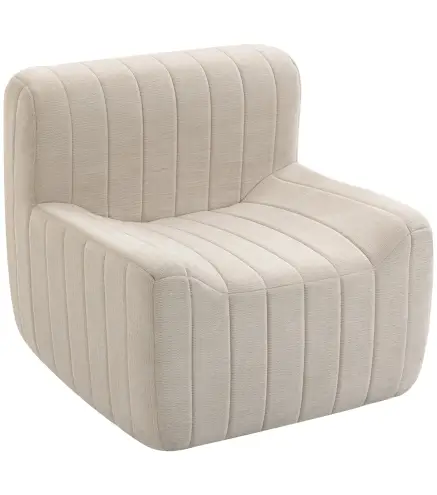 Sillón Relax Sofá Individual de Chenilla Moderna Acolchado de Espuma de Alta Densidad Diseño Comprimido Beige