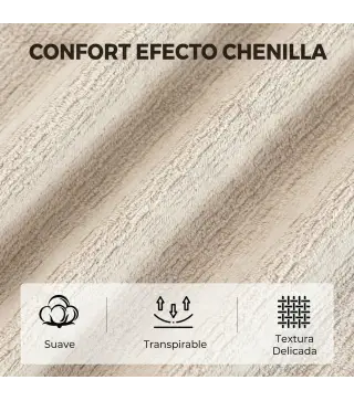 Sillón Relax Sofá Individual de Chenilla Moderna Acolchado de Espuma de Alta Densidad Diseño Comprimido Beige