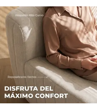 Sillón Relax Sofá Individual de Chenilla Moderna Acolchado de Espuma de Alta Densidad Diseño Comprimido Beige