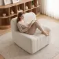 Sillón Relax Sofá Individual de Chenilla Moderna Acolchado de Espuma de Alta Densidad Diseño Comprimido Beige Sillón Relax Sofá Individual de Chenilla Moderna Acolchado de Espuma de Alta Densidad Diseño Comprimido Beige