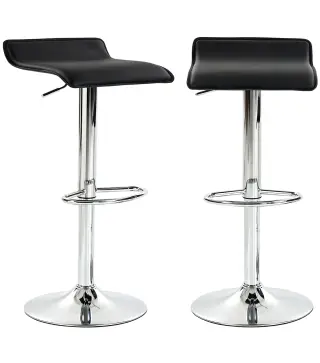 Juego de 2 Taburetes de Bar Giratorios Taburetes Altos de Cocina Altura Ajustable 62-83 cm Respaldo y Reposapiés Negro